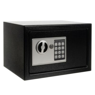 Digitális, elektronikus, számkombinációs bútorszéf, 10 literes, 3-8 karakteres, LED jelzőfénnyel, fekete színben