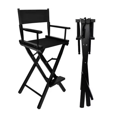 Professzionális, összecsukható sminkes szék lábtartóval, 40x54x116 cm, fekete