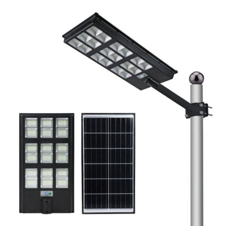 Napelemes utcai, udvari LED lámpa mozgásérzékelővel + távirányítóval - 1000W