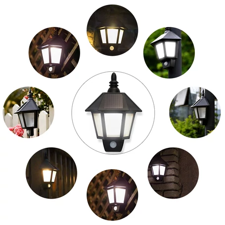 Elegáns napelemes fali lámpa mozgásérzékelővel, 45 lumen