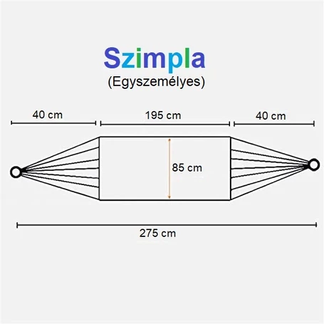 Egyszemélyes függőágy, 85 x 195 cm, kék-zöld csíkos, 120 kg teherbírás