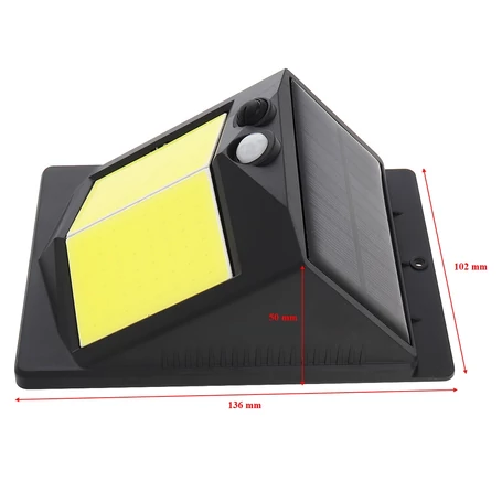 Két irányba világító, mozgásérzékelős, 40 ledes napelemes lámpa