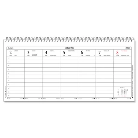 Nagyméretű asztali naptár támasztékkal, 2023