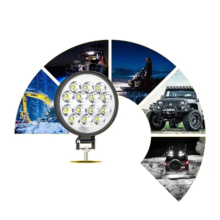Nagy fényerejű autós kiegészítő világítás, munkalámpa, 42W, kerek