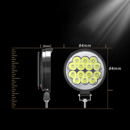 Nagy fényerejű autós kiegészítő világítás, munkalámpa, 42W, kerek