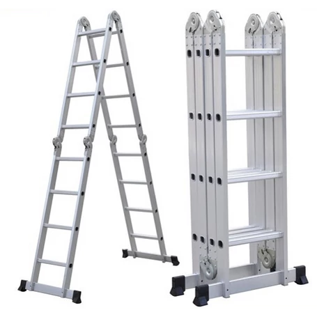 Értékcsökkent - Összecsukható multifunkciós alumínium létra 4,7m 4x4 fokos