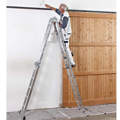 Értékcsökkent - Összecsukható multifunkciós alumínium létra 4,7m 4x4 fokos