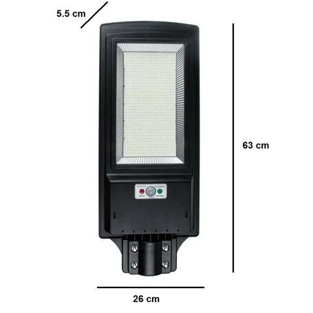 400W-os napelemes utcai, udvari LED lámpa mozgásérzékelővel + távirányítóval, 936 LED