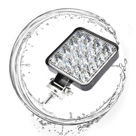 Nagy fényerejű autós kiegészítő világítás, munkalámpa, 48W, szögletes