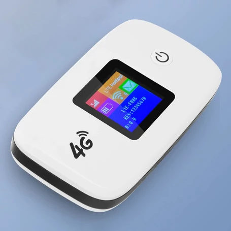 Hordozható vezeték nélküli 4G LTE modem és router színes kijelzővel