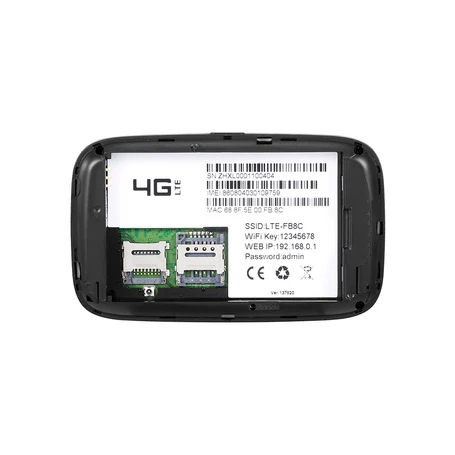 Hordozható vezeték nélküli 4G LTE modem és router színes kijelzővel