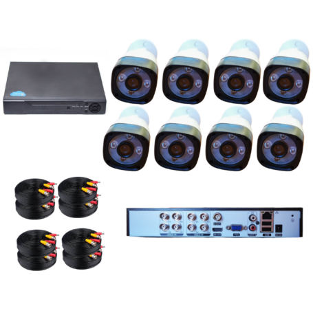 8 kamerás 1.3MP felbontású HD biztonsági megfigyelő kamerarendszer