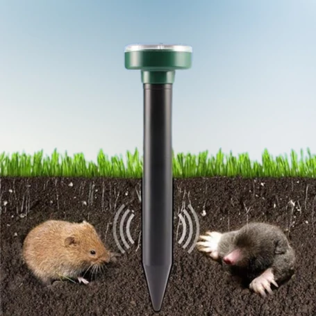 Értékcsökkent - 4 db napelemes vakondriasztó, ultrahangos kártevő riasztó, 24 cm-s