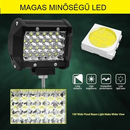 Nagy fényerejű autós kiegészítő világítás, munkalámpa, 72W 