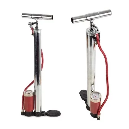 Nagy méretű fém kézi pumpa nyomásmérővel, 59 cm