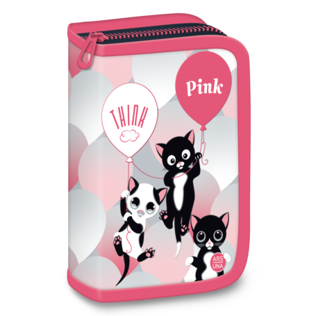 Ars Una, Think Pink cica mintás, töltött tolltartó, kihajtható, pink 