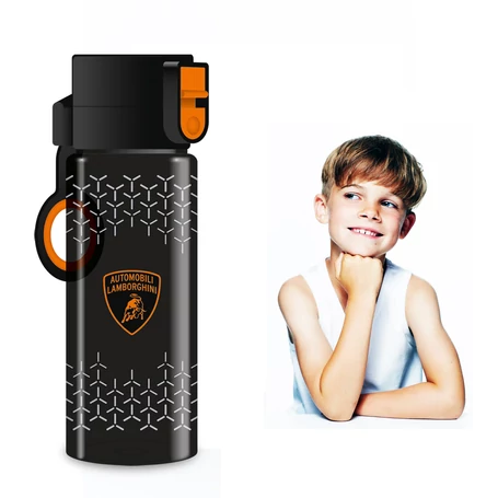 Ars Una Lamborghini BPA-mentes, biztonsági záras prémium kulacs, 475 ml, fekete-narancsságra