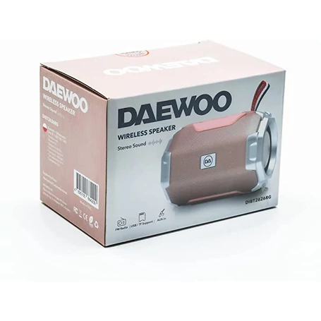 Daewoo vezeték nélküli, hordozható bluetooth hangszóró, rose gold, DIBT2626RG