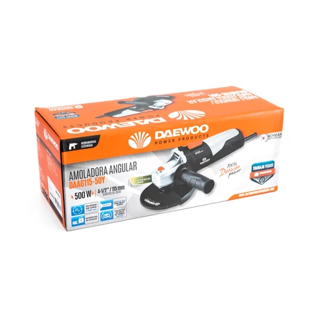 Daewoo sarokcsiszoló 115mm tárcsákhoz, 500W teljesítménnyel, DAAG115-50Y
