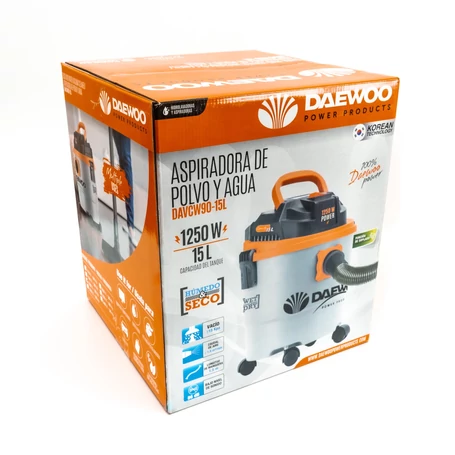 Daewoo porzsák nélküli száraz-nedves ipari porszívó, 1250W, DAVCW90-15L