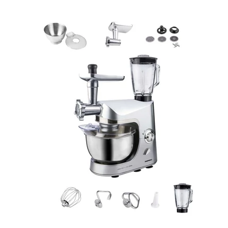 Értékcsökkent - Daewoo multifunkciós konyhai robotgép húsdarálóval és turmixgéppel, 1200 W, Ezüst, DSX-5055