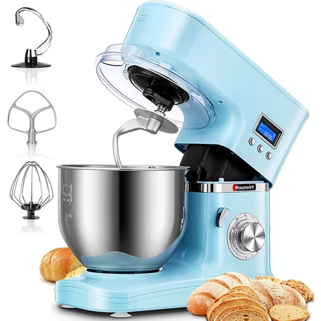 Hauswirt 8 sebességes konyhai robotgép, 550 W teljesítménnyel, 5 literes keverőtállal, világoskék
