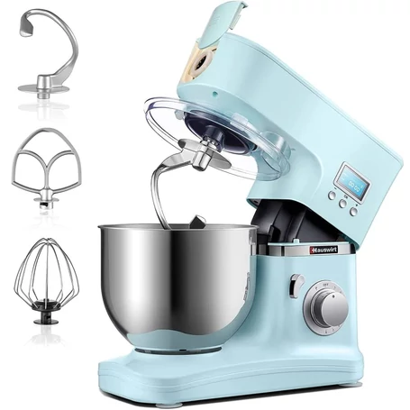 Hauswirt 8 sebességes konyhai robotgép, 550 W teljesítménnyel, 5 literes keverőtállal, világoskék