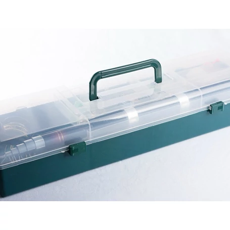 Értékcsökkent - Horgászfelszerelés dobozban, karbonszálas horgászbottal, csalikkal, súlyokkal