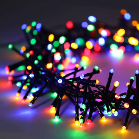 300 ledes, 8 programos, színes, sorolható karácsonyi fényfüzér, 4.5 méter