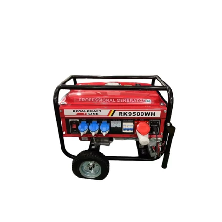 RoyalKraft RK9500W benzinmotoros aggregátor, generátor kerekekkel, 3 fázisú áramfejlesztő - 6500W