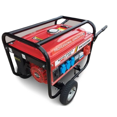 RoyalKraft RK9500W benzinmotoros aggregátor, generátor kerekekkel, 3 fázisú áramfejlesztő - 6500W