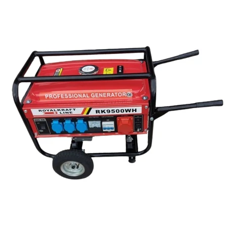 RoyalKraft RK9500W benzinmotoros aggregátor, generátor kerekekkel, 3 fázisú áramfejlesztő - 6500W