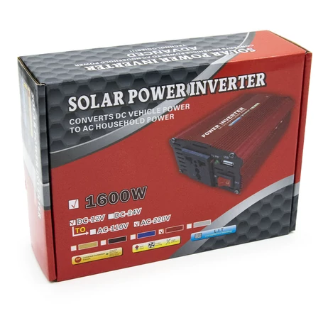 Értékcsökkent - 1600W feszültségátalakító inverter, napelem rendszerekhez és autóba