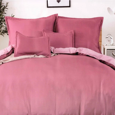 Prémium 7 részes 100% pamut ágyneműhuzat garnitúra, mályva-rózsaszín