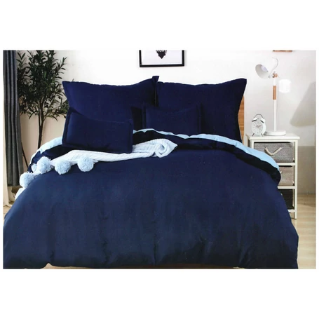 Prémium 7 részes 100% pamut ágyneműhuzat garnitúra, sötétkék-világoskék