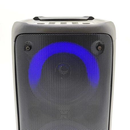 Akkumulátoros bluetooth hangfal mikrofon bemenettel (karaoke funkció), LED fényekkel, 2x5W