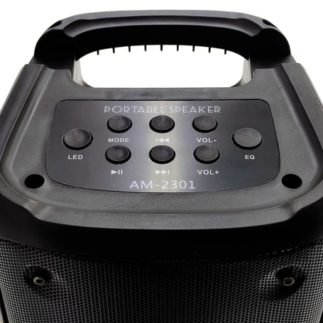 Akkumulátoros bluetooth hangfal mikrofon bemenettel (karaoke funkció), LED fényekkel, 2x5W