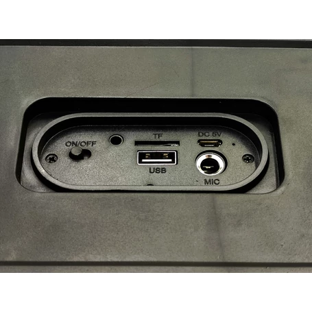 Akkumulátoros bluetooth hangfal mikrofon bemenettel (karaoke funkció), LED fényekkel, 2x5W