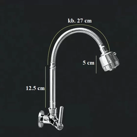 Flexibilis mosogatórózsa, mosogató zuhanyfej vízszabályozóval, 47 cm