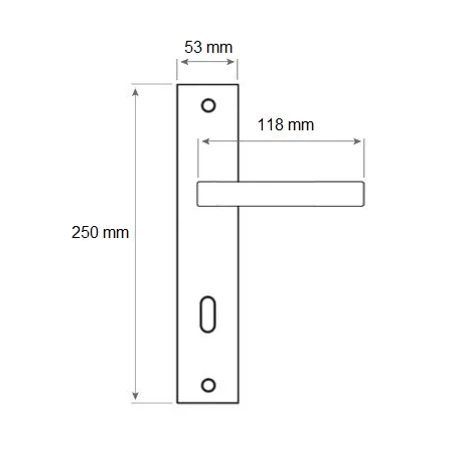 Fényes króm - szatén króm hosszúcímes kilincsgarnitúra, PZ zárral + 4 db kulcs