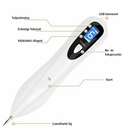 Vezeték nélküli kozmetikai toll, LCD kijelzővel és 7 cserélhető fejjel