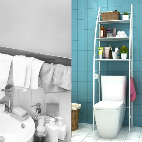 3 szintes fém polcrendszer, tároló, WC fölé, 163cm, fehér (vitorla)