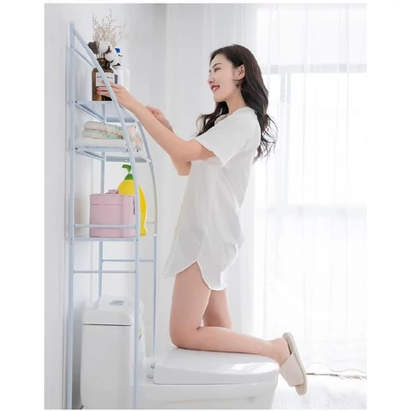 3 szintes fém polcrendszer, tároló, WC fölé, 163cm, fehér (vitorla)