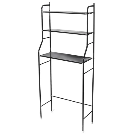 3 szintes fém polcrendszer, tároló, mosógép fölé, 152 cm, fekete