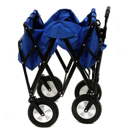 Fém vázas összecsukható kerti kocsi védőhuzattal, kék