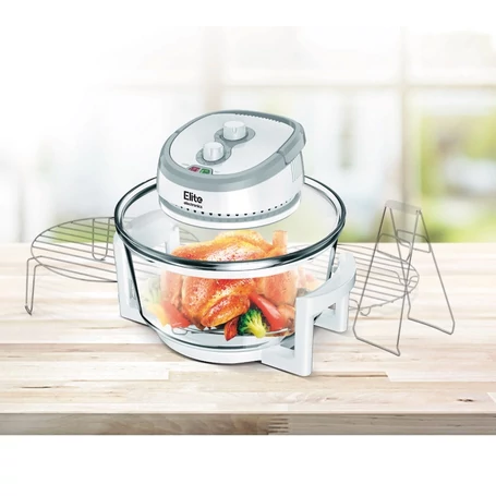 Elite® halogén sütő Air Fryer, 12 L-es olaj nélküli forró levegős fritőz 1400W, 3 db kiegészítővel + receptkönyv