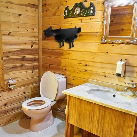 Fém WC papír tartó állvány, szabadonálló és falra rögzíthető - macska, cica