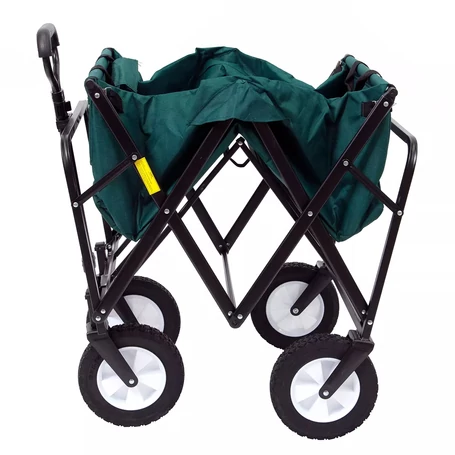 Értékcsökkent - Fém vázas összecsukható strandkocsi, kerti kocsi védőhuzattal, zöld