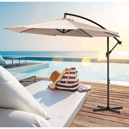 Elite Garden® prémium függő napernyő tartókonzollal, 3 méter, bézs