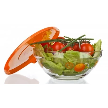 5 részes tálaló, üvegtál szett, műanyag fedőkkel